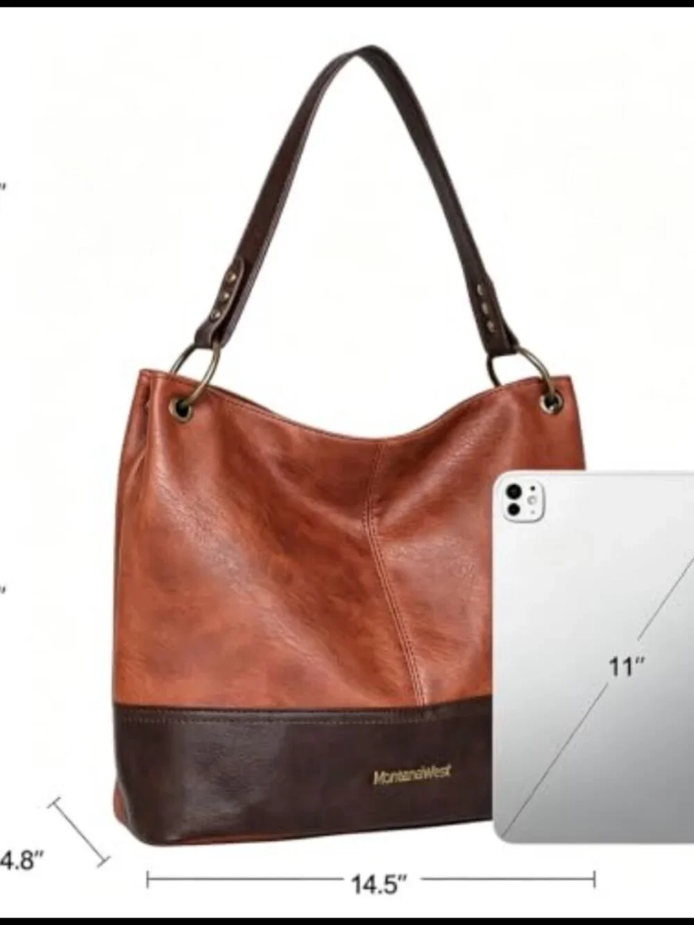 Vegan Leather Hobo Shoulder Bag Slouchy Tote Handbag
